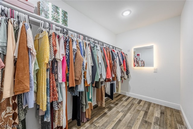 walk in closet featuring hardwood / wood-style floors