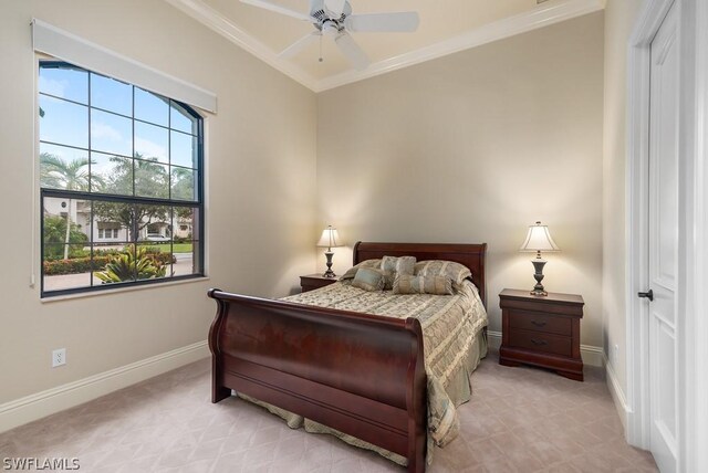 20180 Riverbrooke Run, Estero, FL 33928 - bedroom with crown molding and a ceiling fan