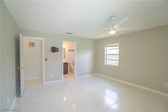 spare room featuring ceiling fan