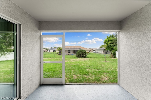 view of unfurnished sunroom