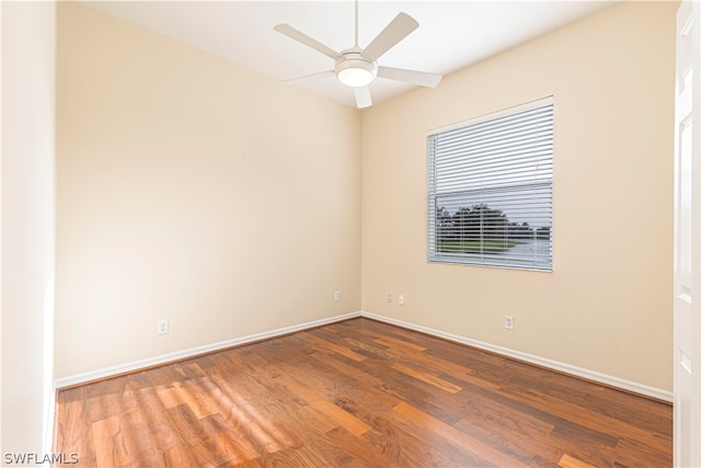 unfurnished room featuring hardwood / wood-style flooring and ceiling fan