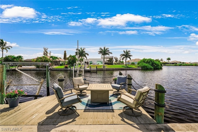 view of dock featuring a water view