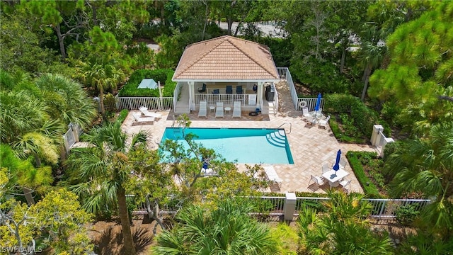 view of swimming pool featuring a patio