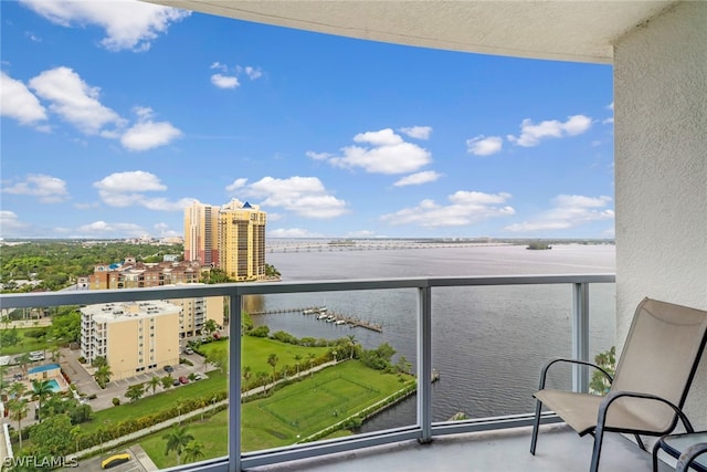 3000 Oasis Grand Blvd Unit 1704, Fort Myers, FL 33916 - balcony with a water view and a city view