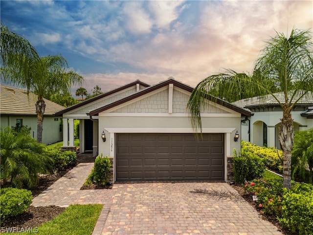 view of front of house with a garage