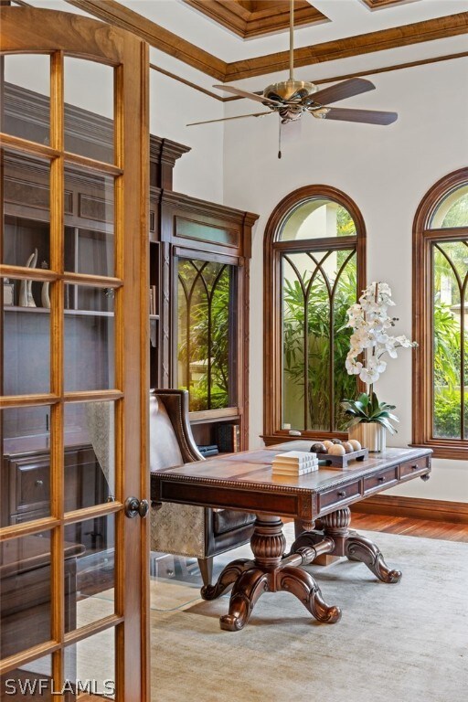 sunroom featuring coffered ceiling