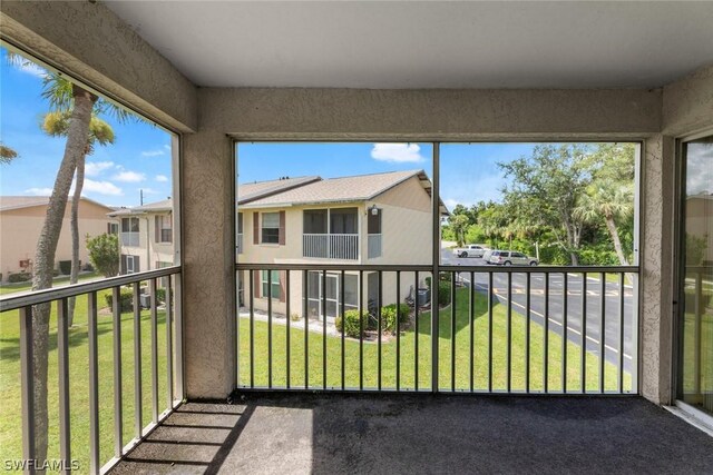 view of unfurnished sunroom