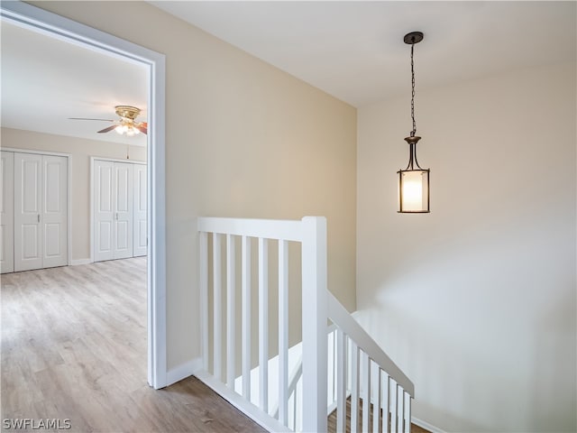 hall with hardwood / wood-style floors