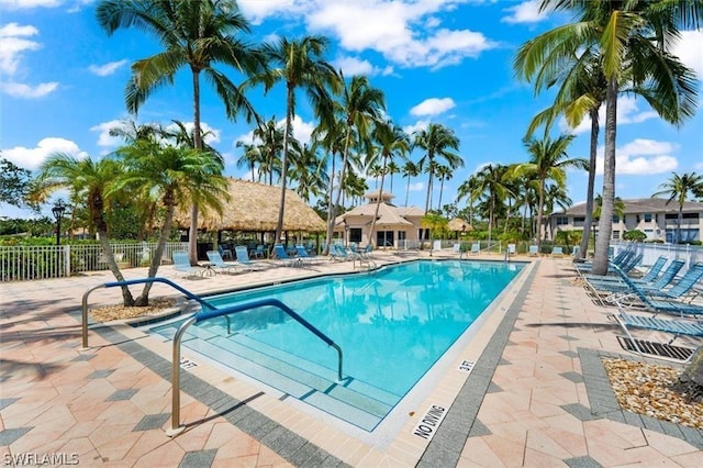 view of pool featuring a patio area