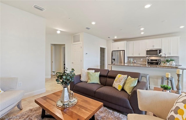 view of tiled living room