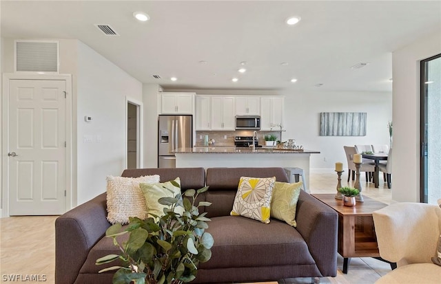 view of tiled living room