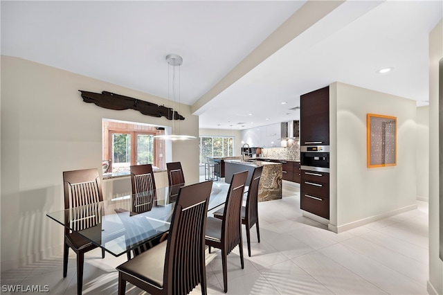 view of tiled dining room