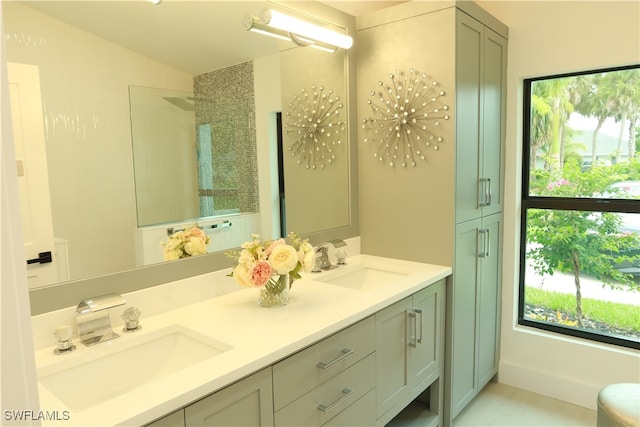 bathroom featuring dual bowl vanity