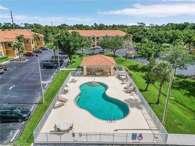 view of pool featuring a patio