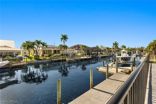 dock area featuring a water view