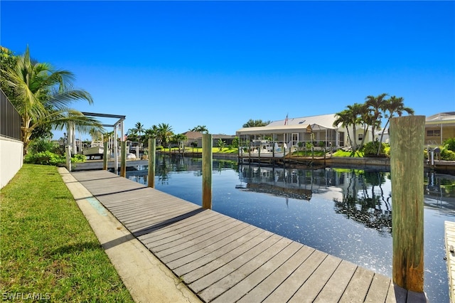 view of dock featuring a water view