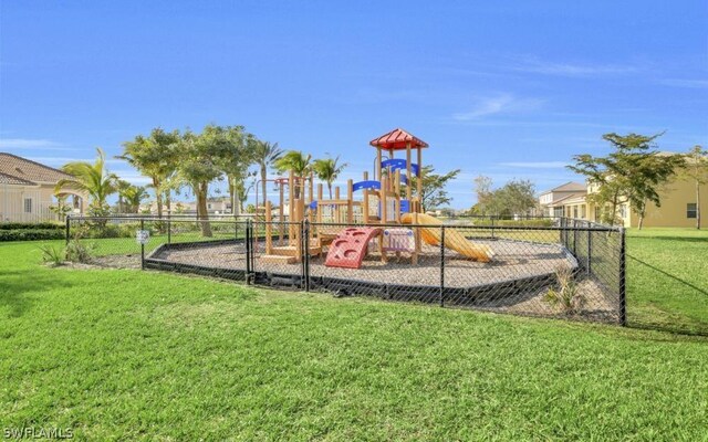 view of play area with a lawn