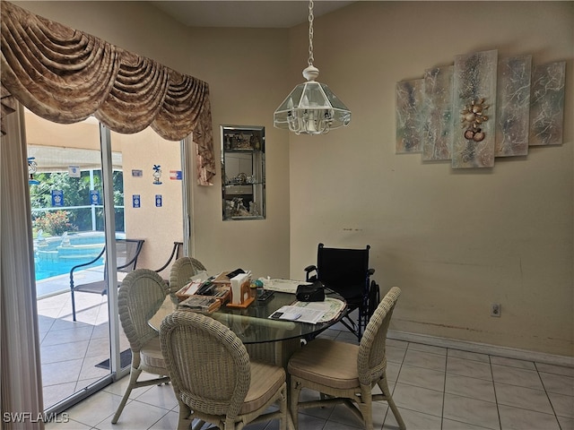 view of tiled dining space