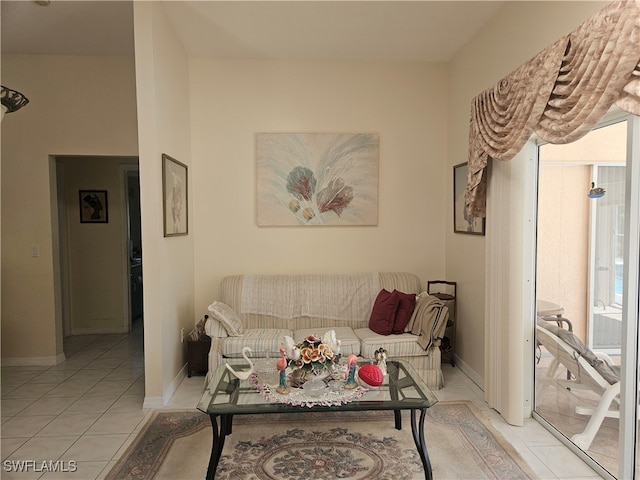 view of tiled living room