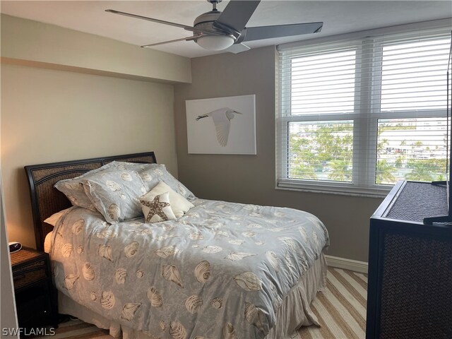 bedroom featuring ceiling fan