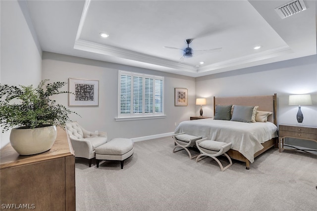 20012 Tavernier Dr, Estero, FL 33928 - bedroom featuring baseboards, carpet floors, a tray ceiling, and visible vents
