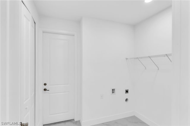 laundry area with light tile patterned floors, electric dryer hookup, and washer hookup