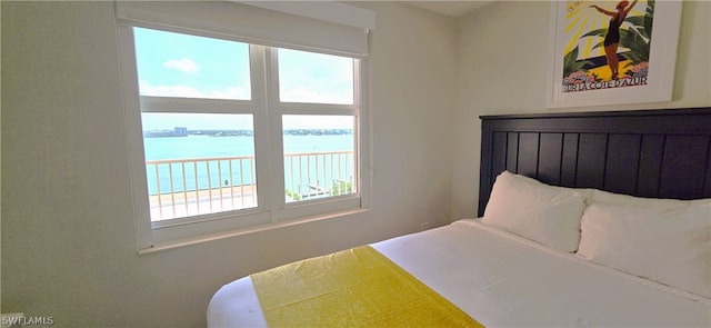 bedroom with a water view