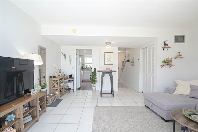 view of tiled living room