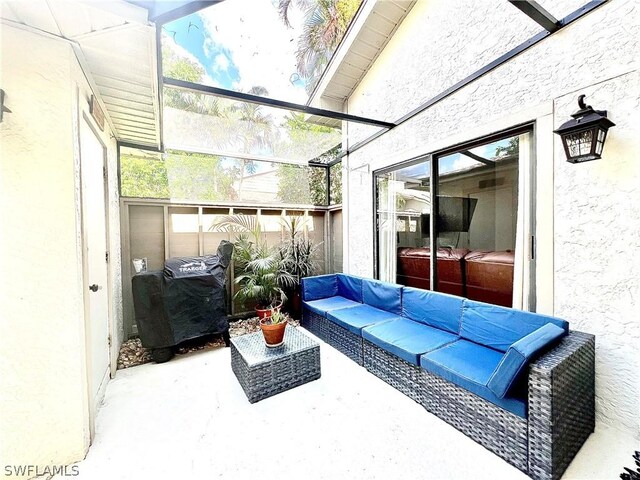 view of patio featuring an outdoor hangout area