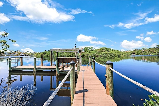 dock area featuring a water view