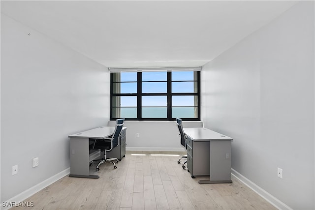 office with light hardwood / wood-style flooring