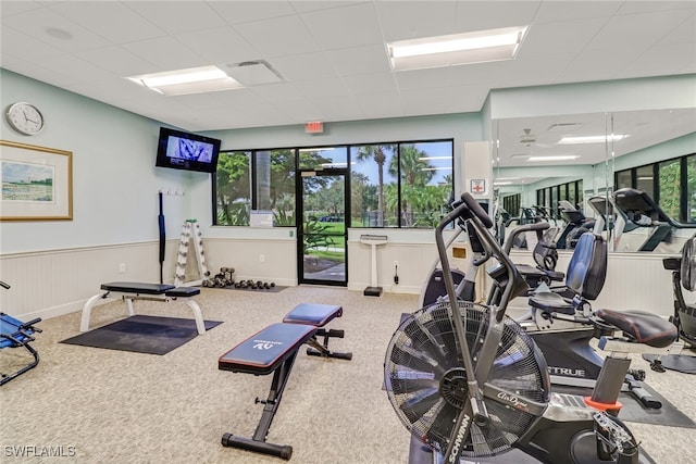 gym featuring carpet floors