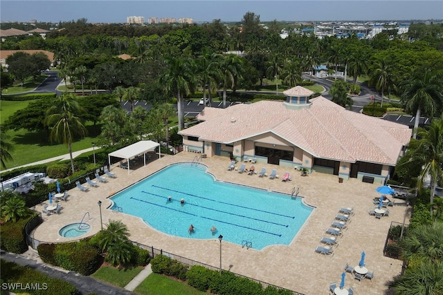 view of pool featuring a patio