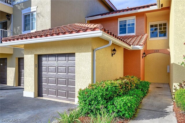 exterior space featuring a garage