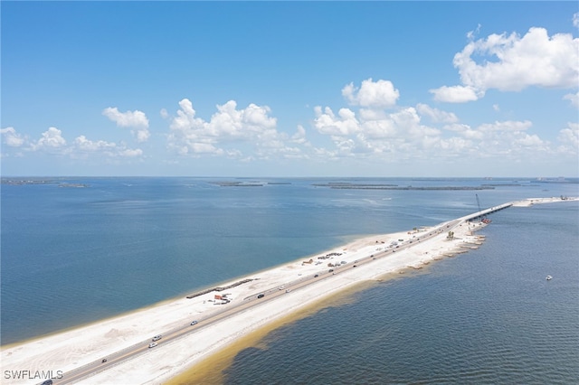 property view of water featuring a beach view