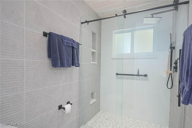 bathroom featuring walk in shower