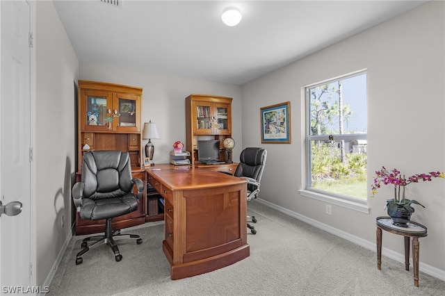 carpeted office space with a wealth of natural light