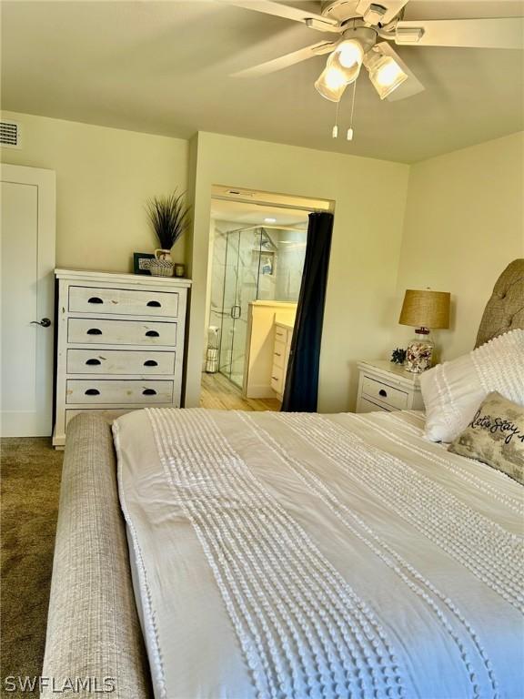 bedroom featuring ceiling fan