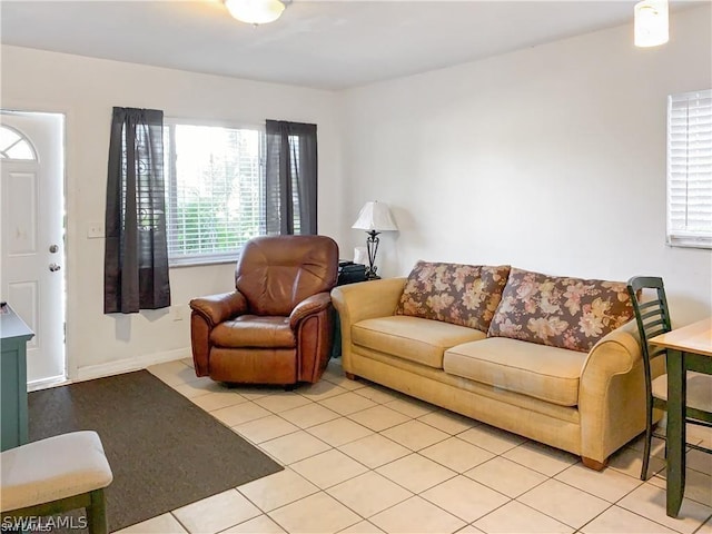 view of tiled living room