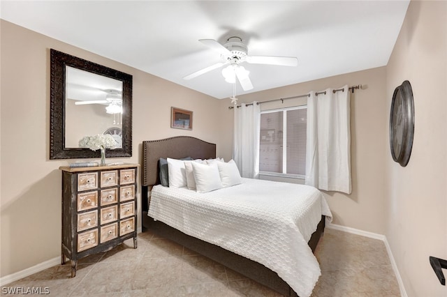 bedroom featuring ceiling fan