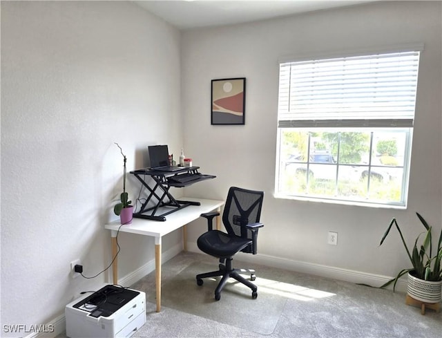 office with light colored carpet