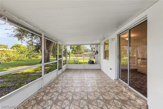 view of unfurnished sunroom