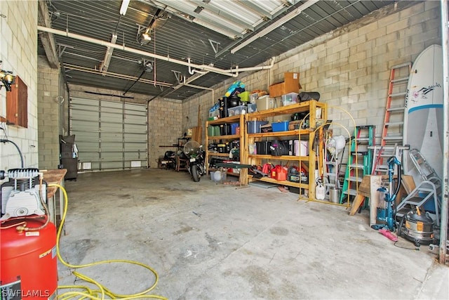 garage with a garage door opener
