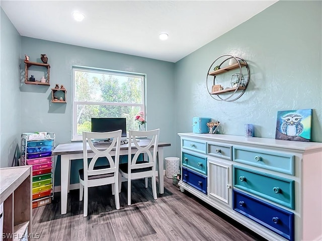 15711 Anderson Ln, Fort Myers, FL 33912 - office area with dark wood-type flooring and recessed lighting
