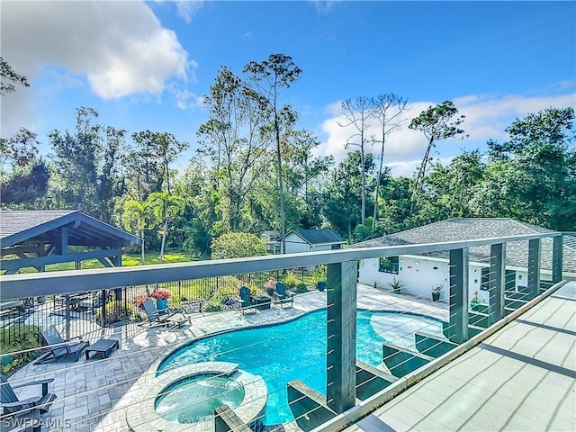15711 Anderson Ln, Fort Myers, FL 33912 - view of pool with a gazebo, a patio, a pool with connected hot tub, and fence