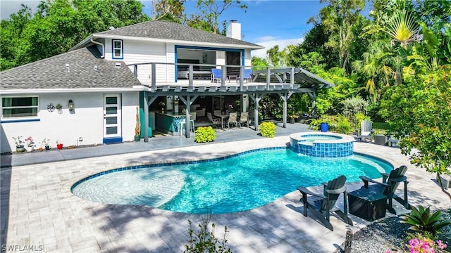 15711 Anderson Ln, Fort Myers, FL 33912 - view of swimming pool with a patio, a pool with connected hot tub, and a deck