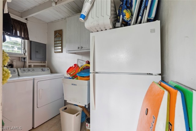 laundry room with washer and clothes dryer and electric panel