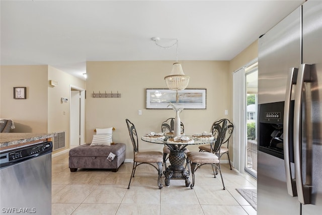 view of tiled dining area