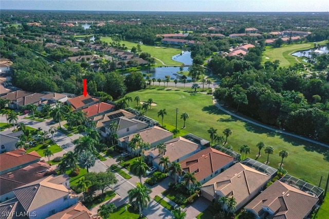 bird's eye view featuring a water view