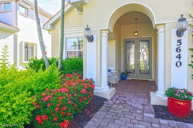 doorway to property featuring french doors